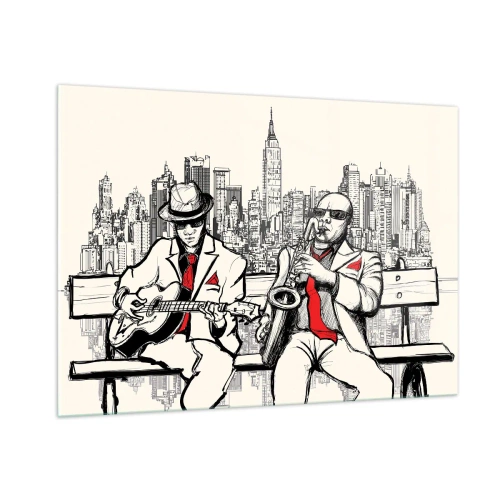 Schilderen op glas - Improvisatie van New York - 100x70 cm