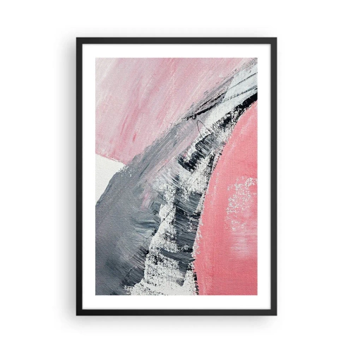 Poster in een zwarte lijst - Een abstracte compositie in tinten roze en grijs. - 50x70cm - Bijpassende compositie - Moderne wanddecoratie voor woonkamer en slaapkamer ARTTOR