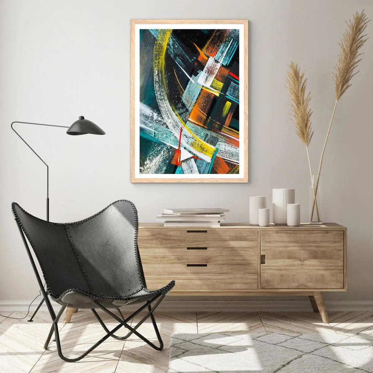 Een poster in een licht eiken lijst - De energie van beweging - 61x91 cm