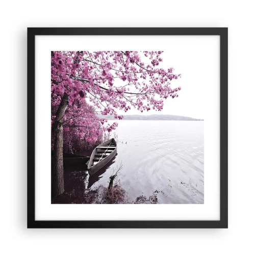 Poster in een zwarte lijst - In roze stilte - 40x40 cm