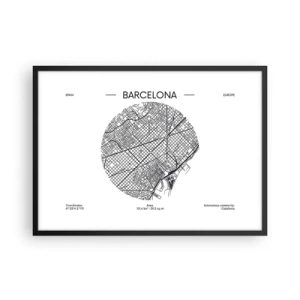 Poster in een zwarte lijst - Anatomie van Barcelona - 70x50 cm