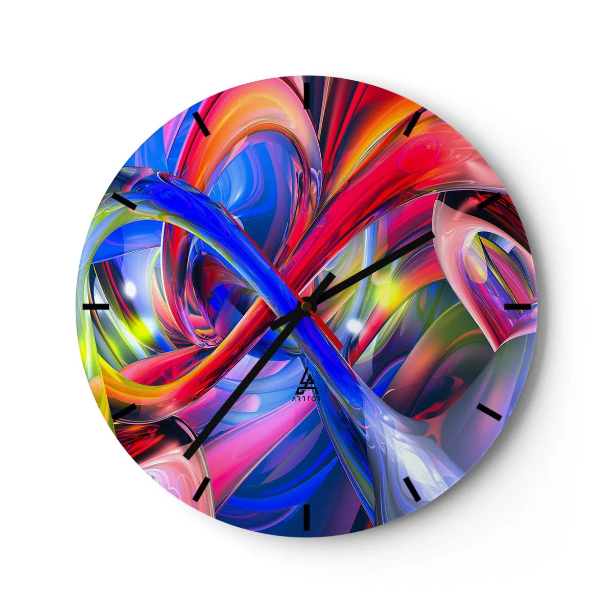 Wandklok - Klok - Een abstracte compositie in levendige en intense kleuren. - 30x30cm - Een dans van kleuren - Moderne wanddecoratie voor woonkamer, keuken en slaapkamer ARTTOR