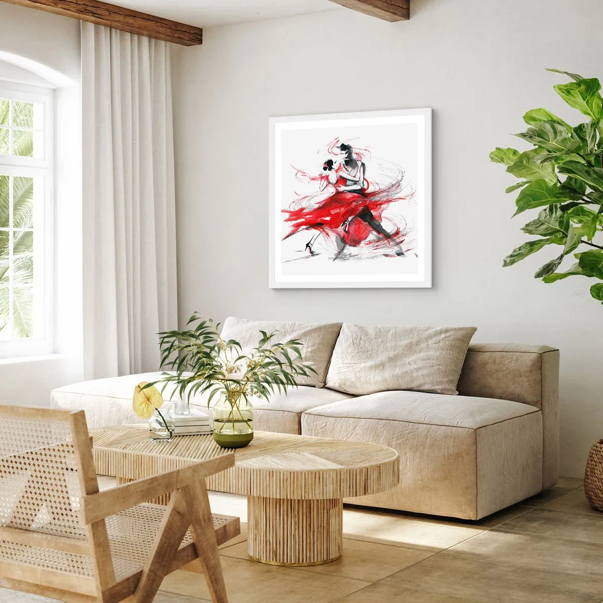 Poster in een witte lijst - Tango - het ritme van passie - 40x40 cm