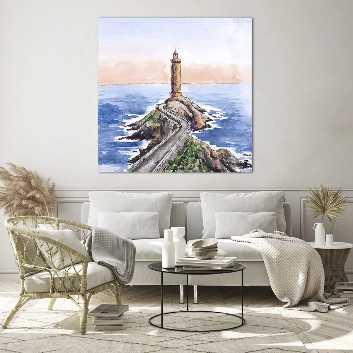 Schilderen op glas - Kijkend naar de zee - 60x60 cm