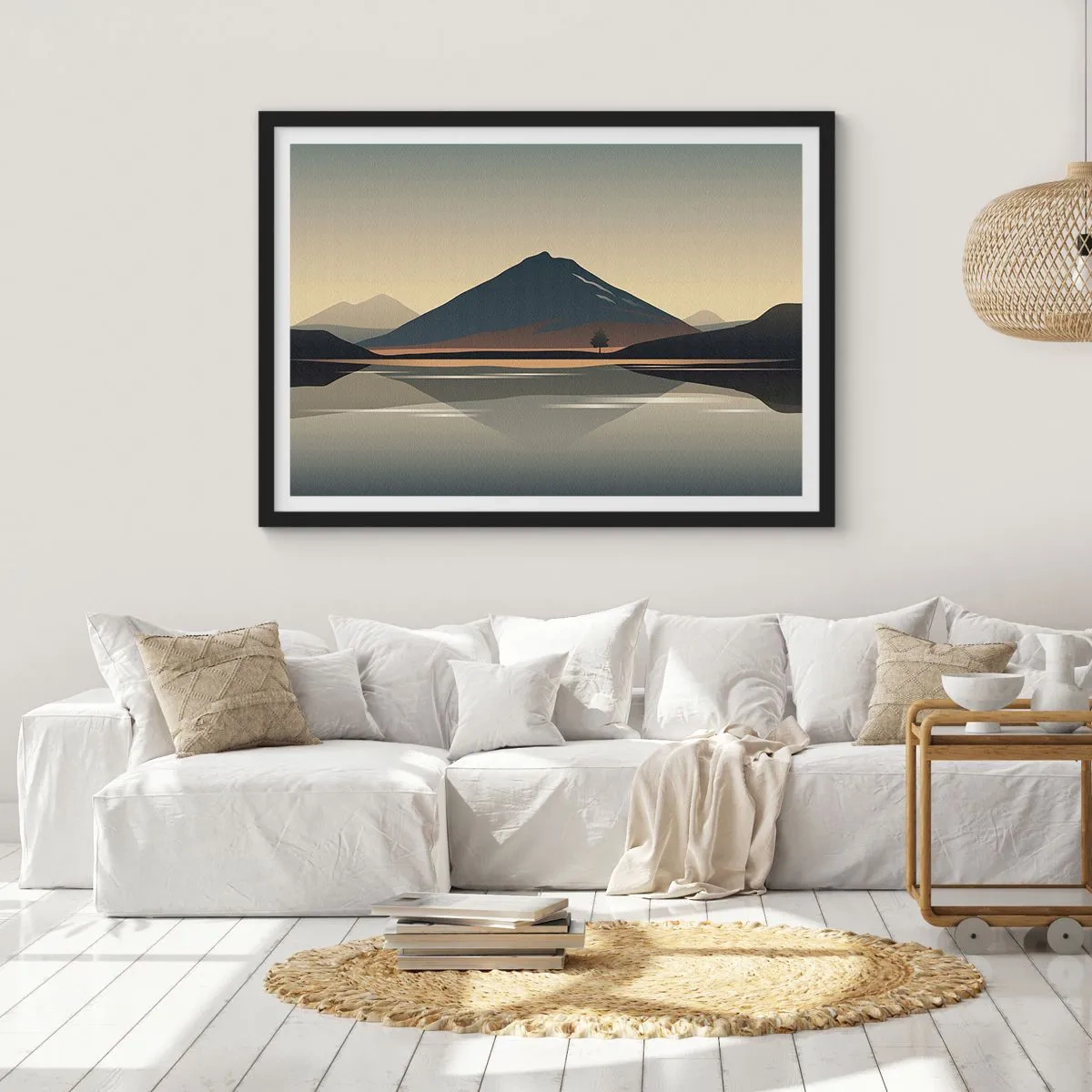 Poster in een zwarte lijst - Spiegelreflectie - 100x70 cm