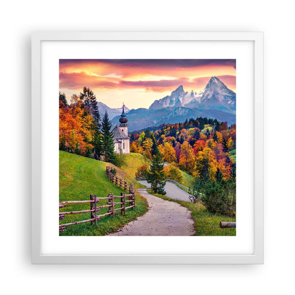 Poster in een witte lijst - Landschap zoals geschilderd - 40x40 cm