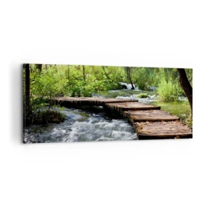 Schilderen op canvas - Boven de schuimige waterval - 100x40 cm