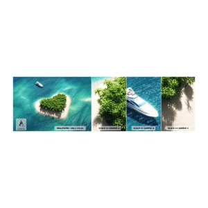 Fotobehang Staaltje Standard Eco - Ik hou van de zomer - Landschap, Eiland In De Oceaan, Jacht - 100x30 cm