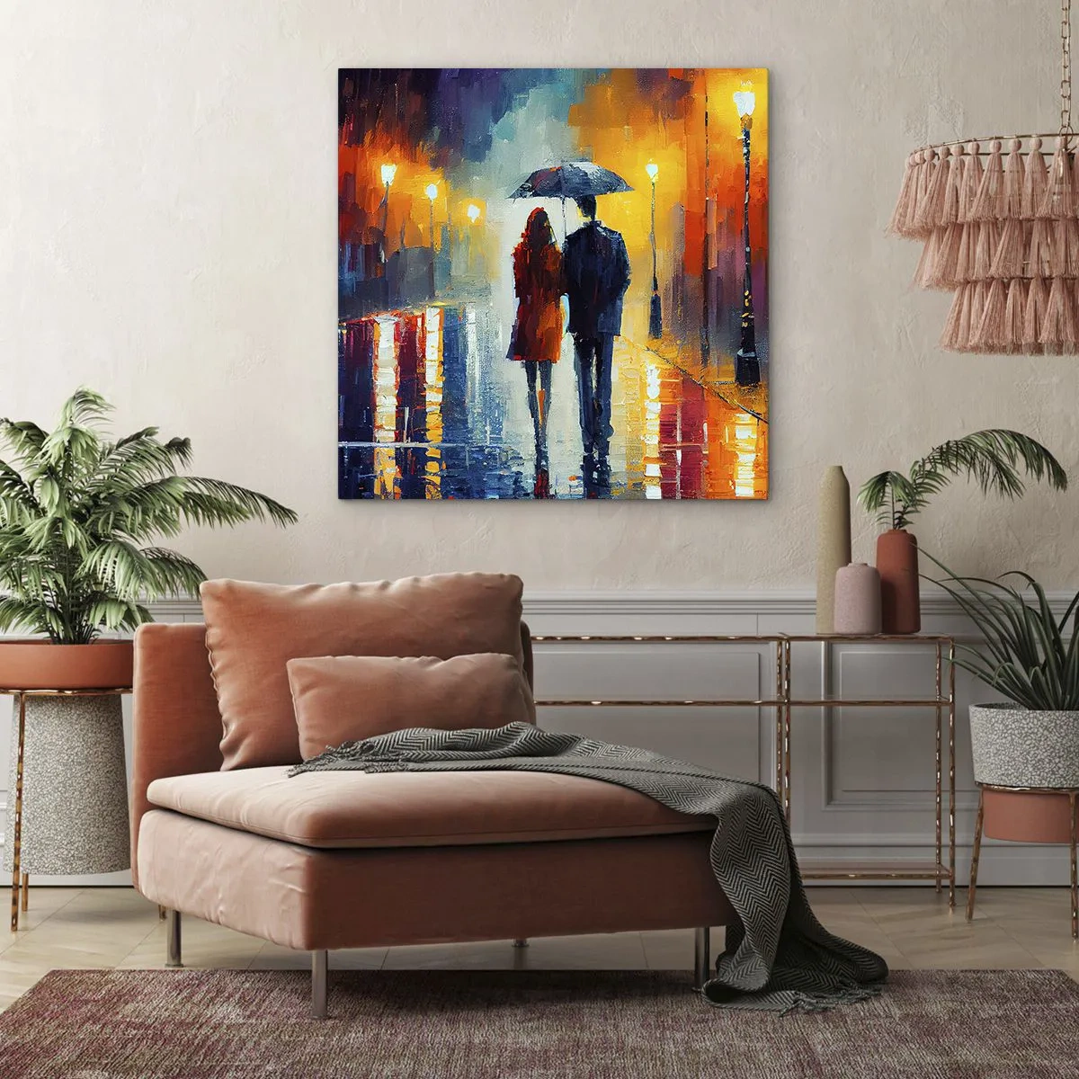 Schilderen op canvas - Samen – een kleurrijke nacht - 40x40 cm