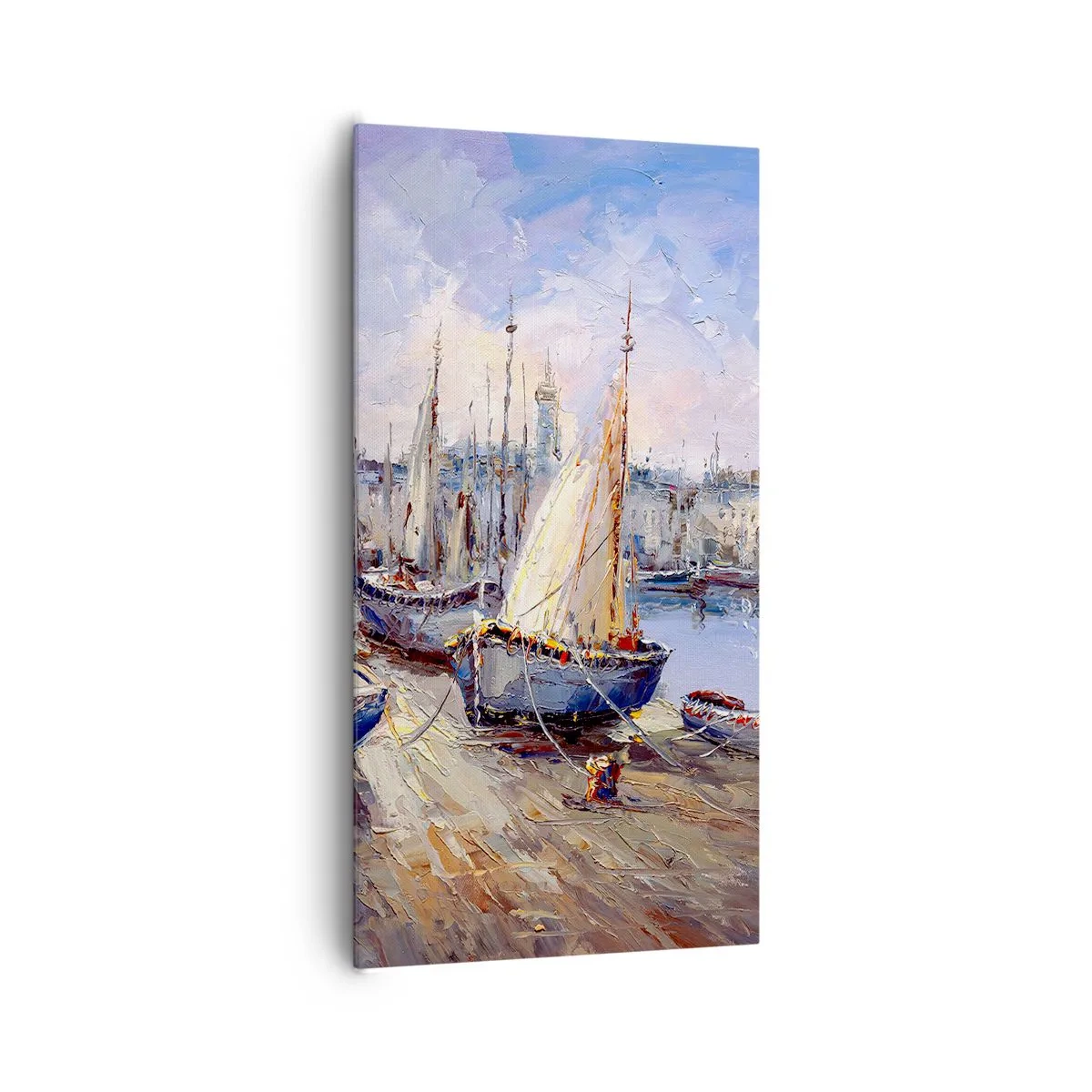 Schilderen op canvas - Een stad aan de baai - 65x120 cm