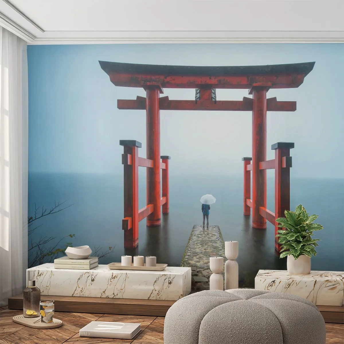Fotobehang Standard Eco - Japanse mijmering - Azië, Hakone-tempel, Japan - 400x280 cm