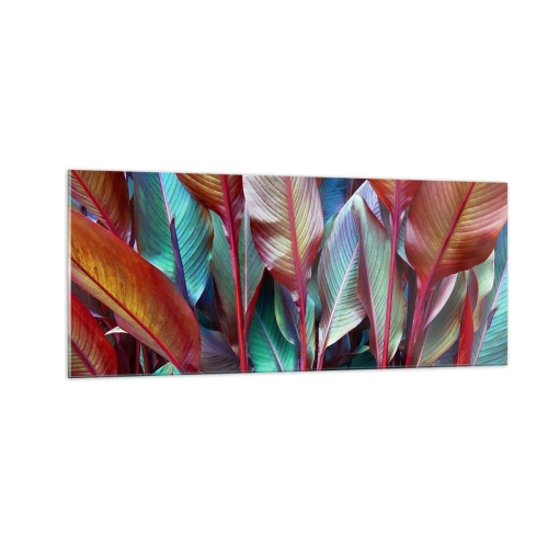Schilderen op glas - Een kleurrijk struikgewas - 100x40 cm