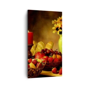 Schilderen op canvas - Stilleven met brood en fruit - 45x80 cm