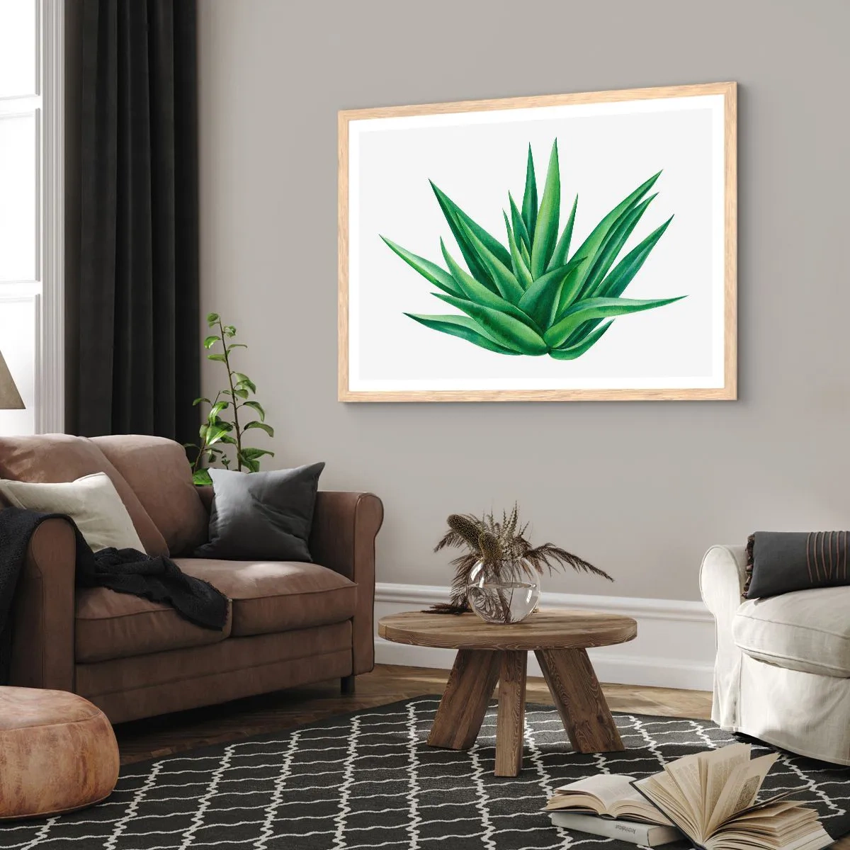Een poster in een licht eiken lijst - Groen – kracht – leven - 70x50 cm