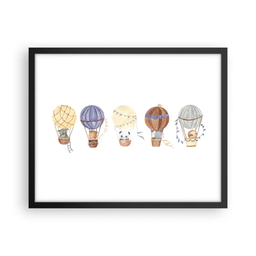 Poster in een zwarte lijst - Vrienden onderweg - 50x40 cm