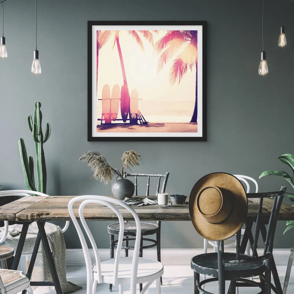 Poster in een zwarte lijst - Het wordt een geweldige dag - 40x40 cm