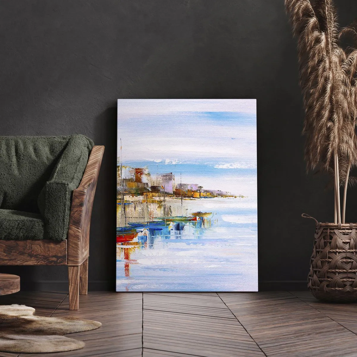 Schilderen op canvas - Een veelkleurig stedelijk toevluchtsoord - 50x70 cm