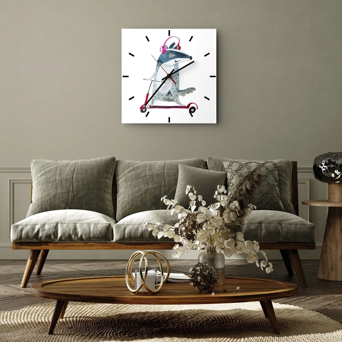 Wandklok - Klok - Badger vreugde - 40x40 cm