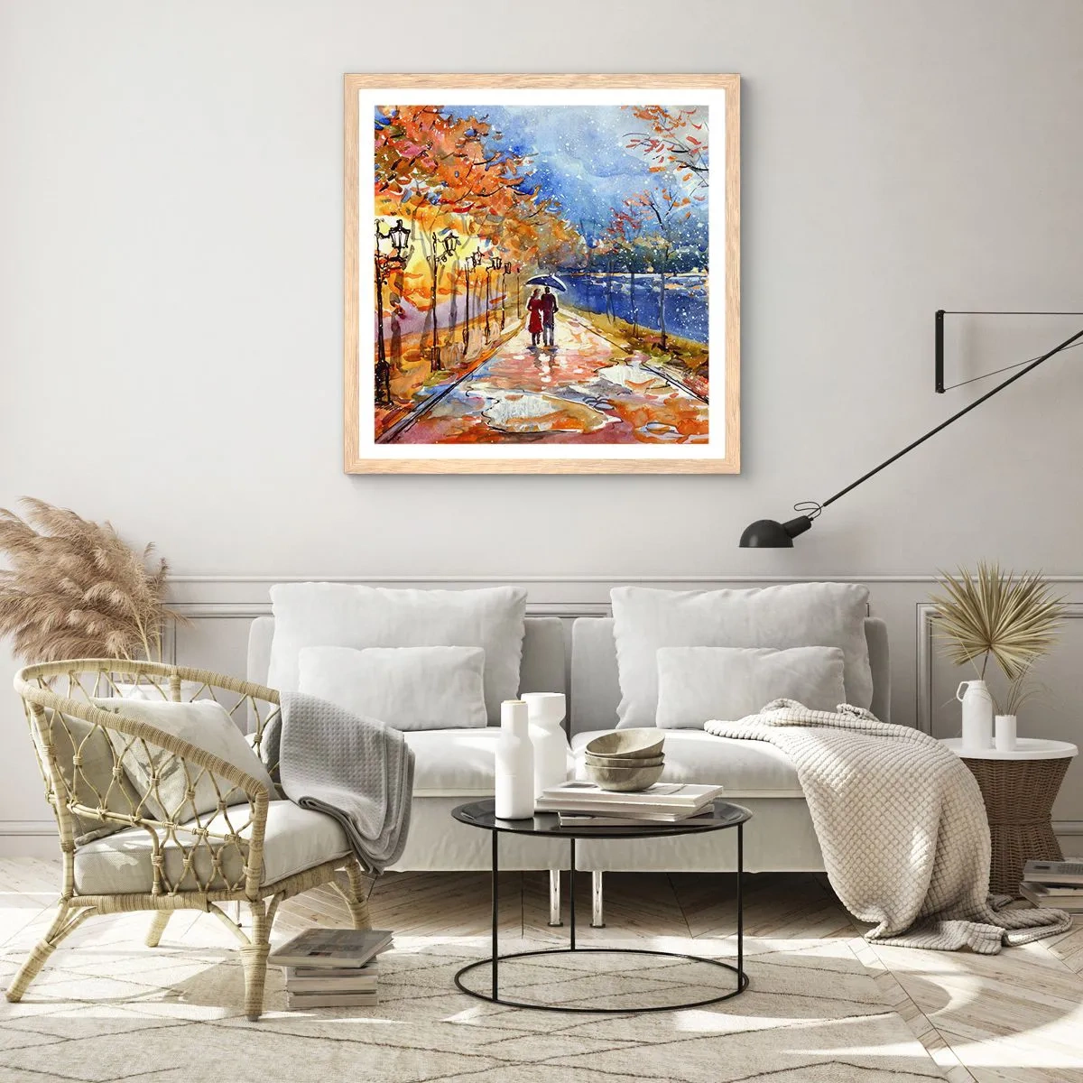 Een poster in een licht eiken lijst - Samen tot de grens van de tijd - 30x30 cm