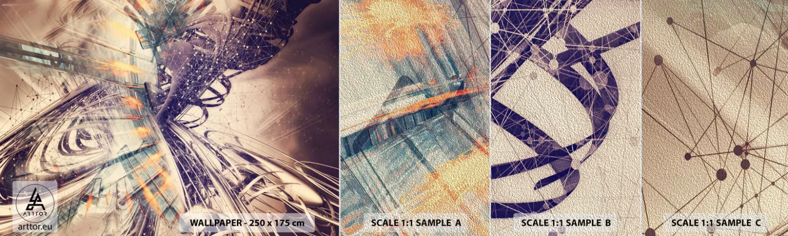 Fotobehang Monster Premium Sand - In grote haast - Abstractie, Deel, Grafisch - 100x30 cm