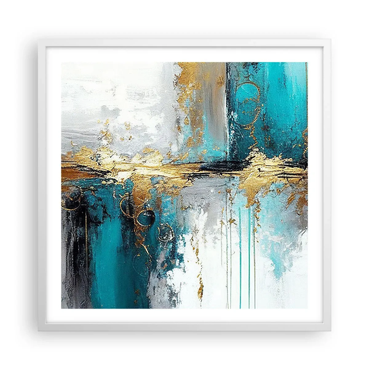 Poster in een witte lijst - Alles vloeit - 60x60 cm