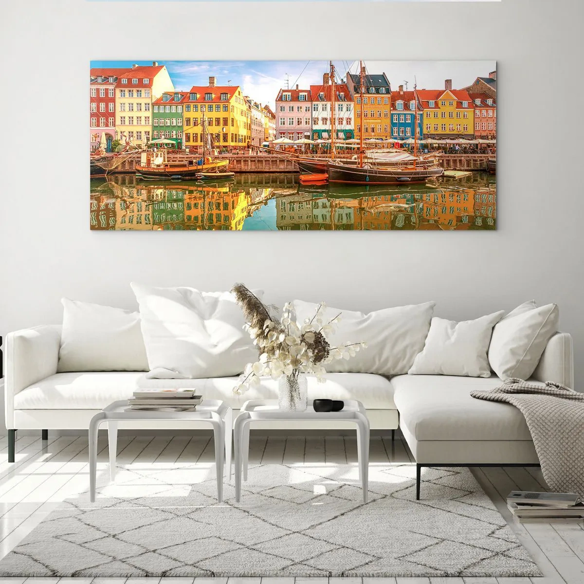 Schilderen op glas - Over het water zo glad als een spiegel - 90x30 cm