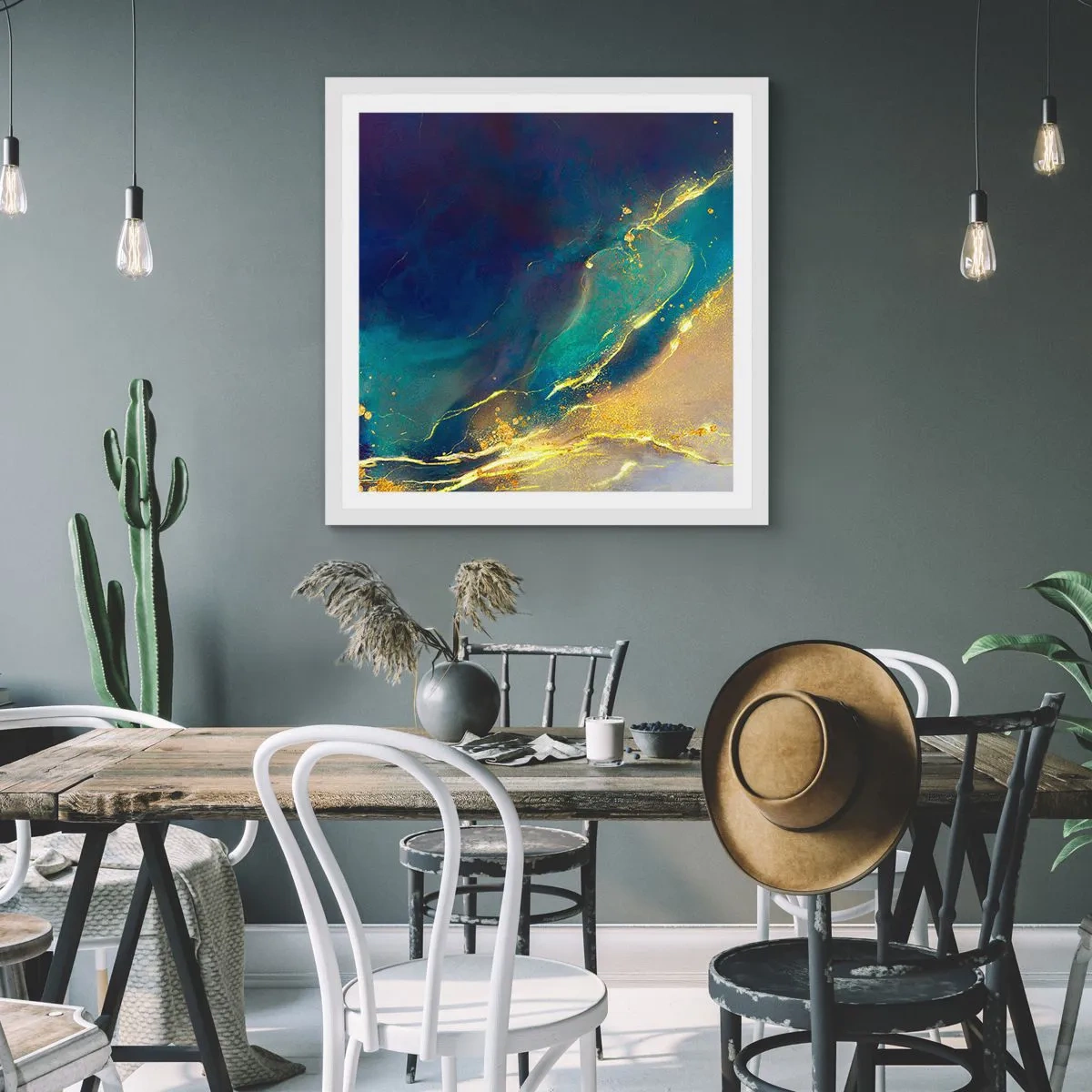 Poster in een witte lijst - De gouden poel - 30x30 cm