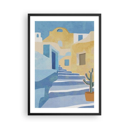 Poster in een zwarte lijst - Mediterrane architectuur in pastelkleuren - 50x70cm - Een dag in een Arabische stad - Moderne wanddecoratie voor woonkamer en slaapkamer ARTTOR