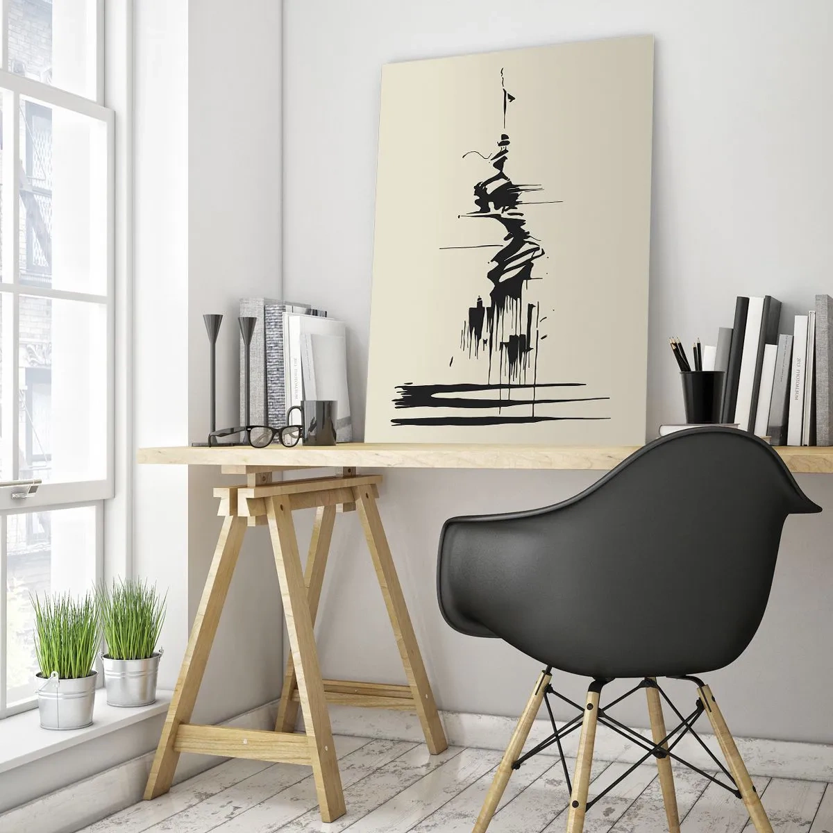 Schilderen op glas - Overhaaste abstractie - 70x100 cm