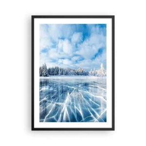Poster in een zwarte lijst - Een bevroren meer in een winterlandschap - 50x70cm - Een oogverblindend en kristalhelder uitzicht - Moderne wanddecoratie voor woonkamer en slaapkamer ARTTOR
