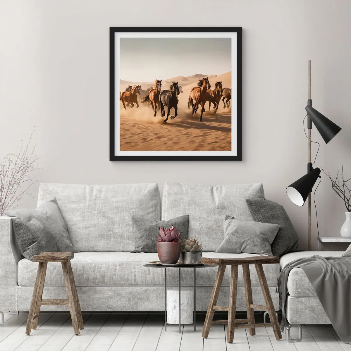 Poster in een zwarte lijst - Vrij als de wind - 60x60 cm