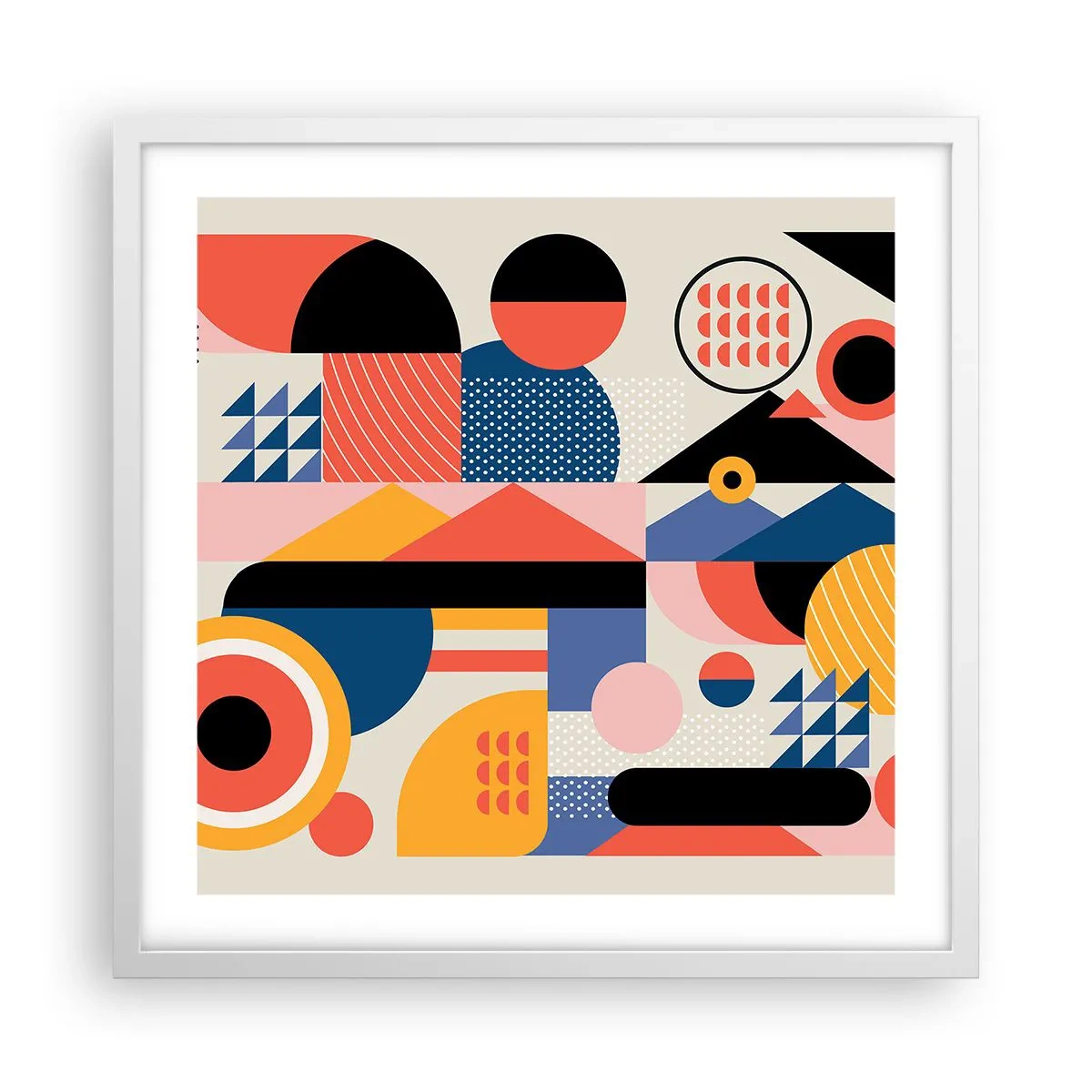 Poster in een witte lijst - Compositie: speel rond - 50x50 cm