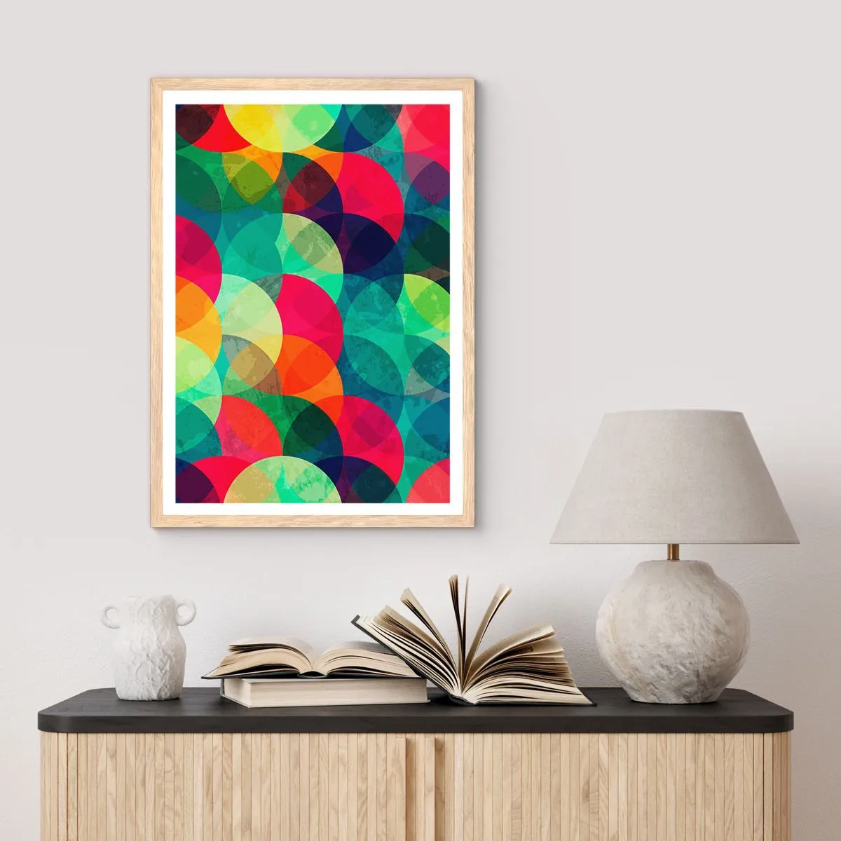 Een poster in een licht eiken lijst - Beklimming naar de regenboog - 50x70 cm