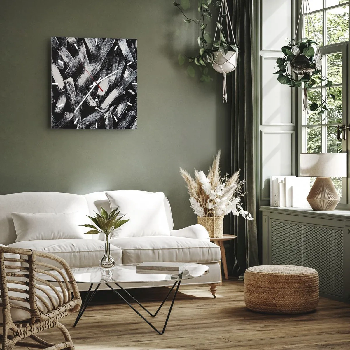 Wandklok - Klok - Abstractie in de industriële spirit - 30x30 cm