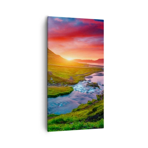 Schilderen op canvas - IJsland - vuur en water - 55x100 cm
