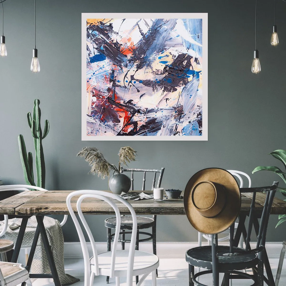 Poster - Gekke dans van abstractie - 50x50 cm