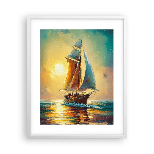 Poster in een witte lijst - Onder vol zeil - 40x50 cm