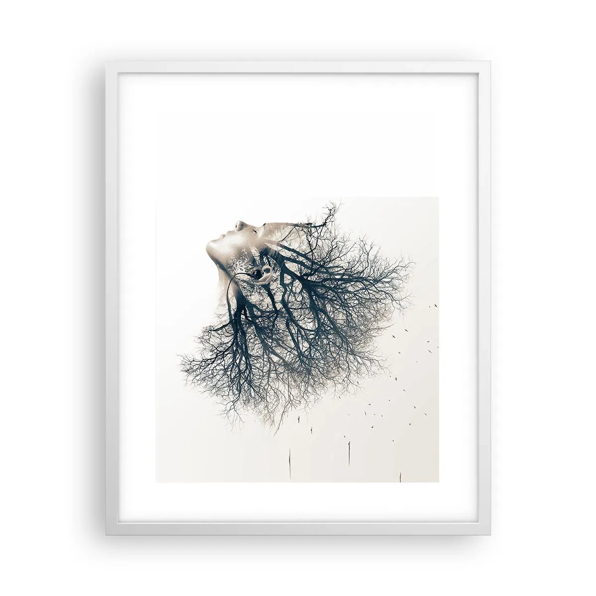 Poster in een witte lijst - Luisteren naar het gefluister van bomen - 40x50 cm