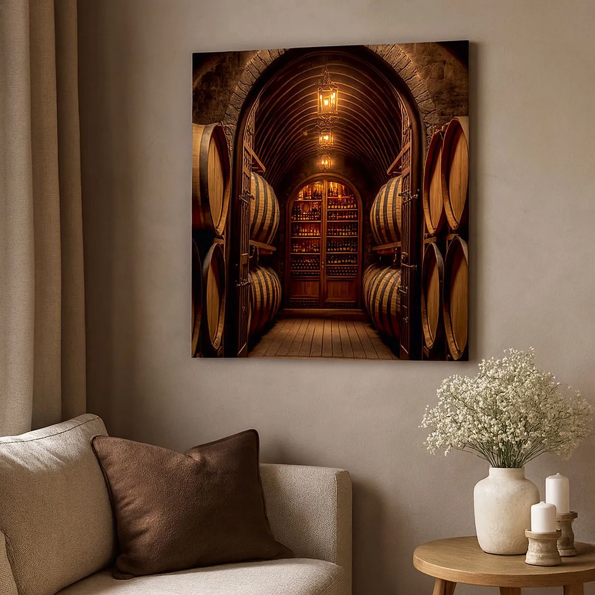 Schilderen op canvas - Sfeervolle kelder - 30x30 cm
