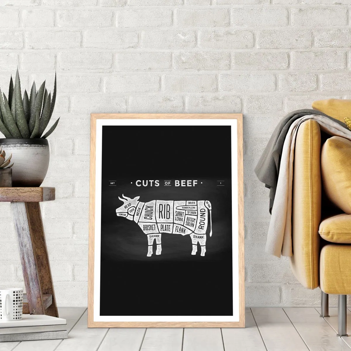 Een poster in een licht eiken lijst - Slagers ABC - 61x91 cm