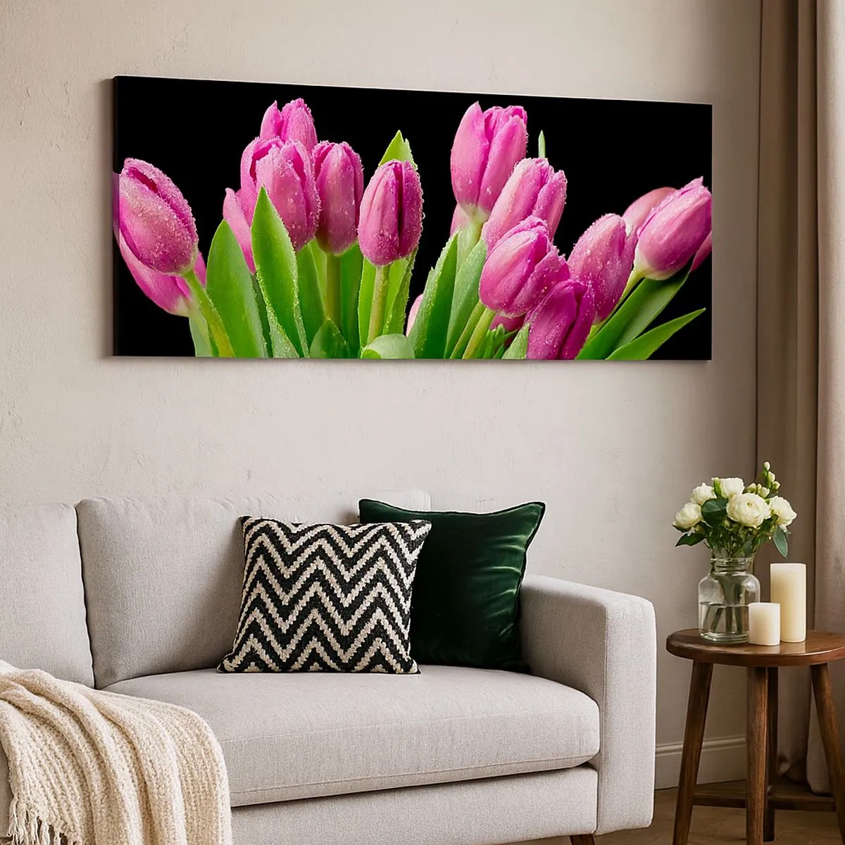 Schilderen op canvas - Lila vreugde van de lente - 100x40 cm