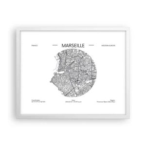 Poster in een witte lijst - Anatomie van Marseille - 50x40 cm