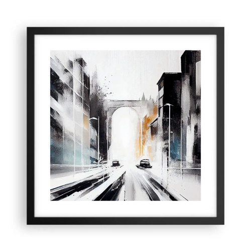Poster in een zwarte lijst - Stadsstudie: architectuur en beweging - 40x40 cm