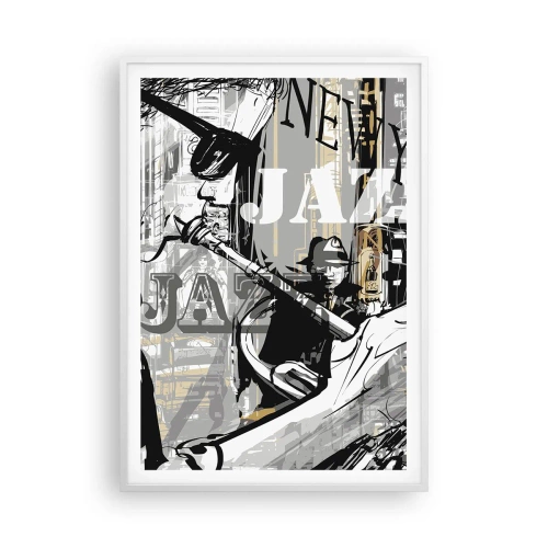 Poster in een witte lijst - Op het ritme van New York - 70x100 cm