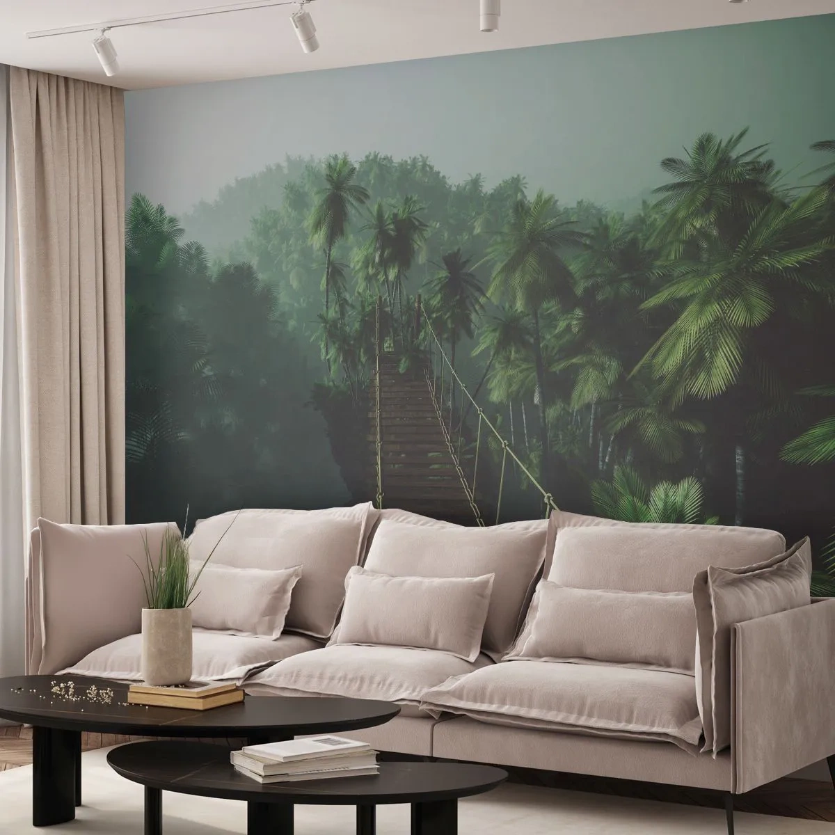 Fotobehang Standard Eco - Over de branding van groen - Landschap, Oerwoud, Kokospalm - 250x175 cm