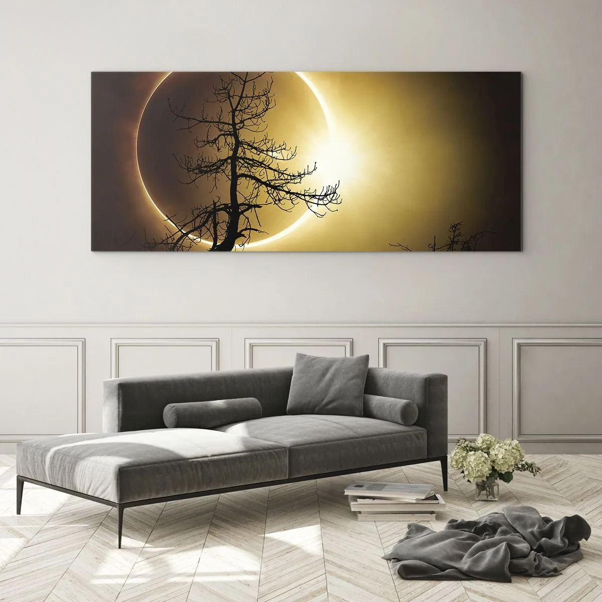 Schilderen op glas - Totale zonsverduistering - 120x50 cm