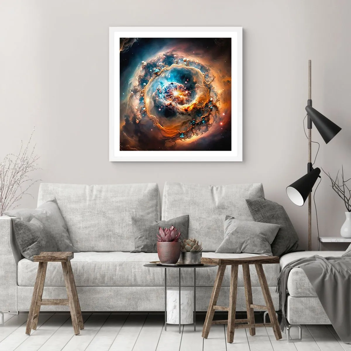 Poster in een witte lijst - Begin - 60x60 cm