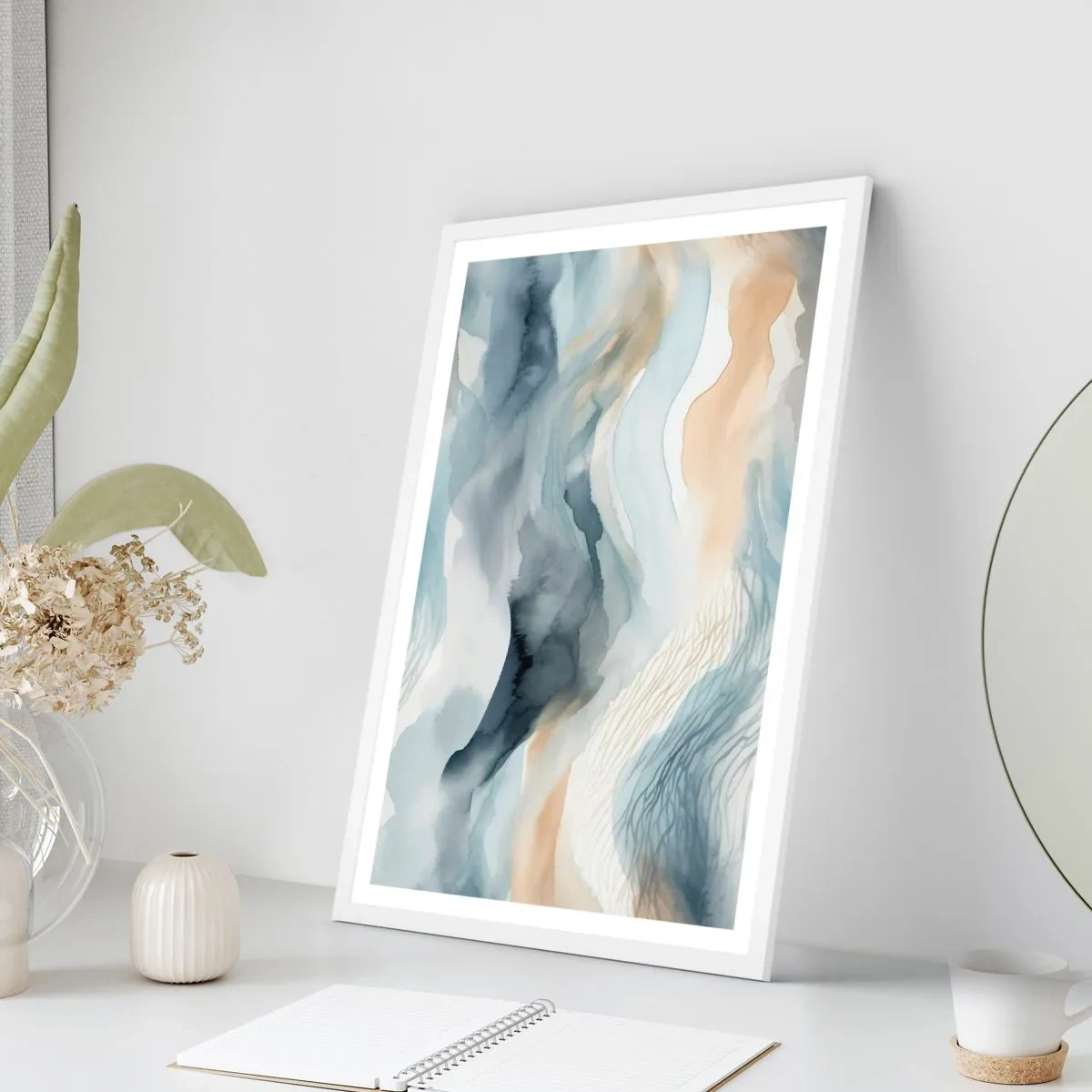 Poster in een witte lijst - Besneeuwde en mistige abstractie - 50x70 cm