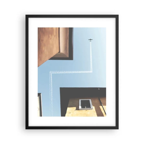 Poster in een zwarte lijst - Boven het doolhof van de stad - 40x50 cm