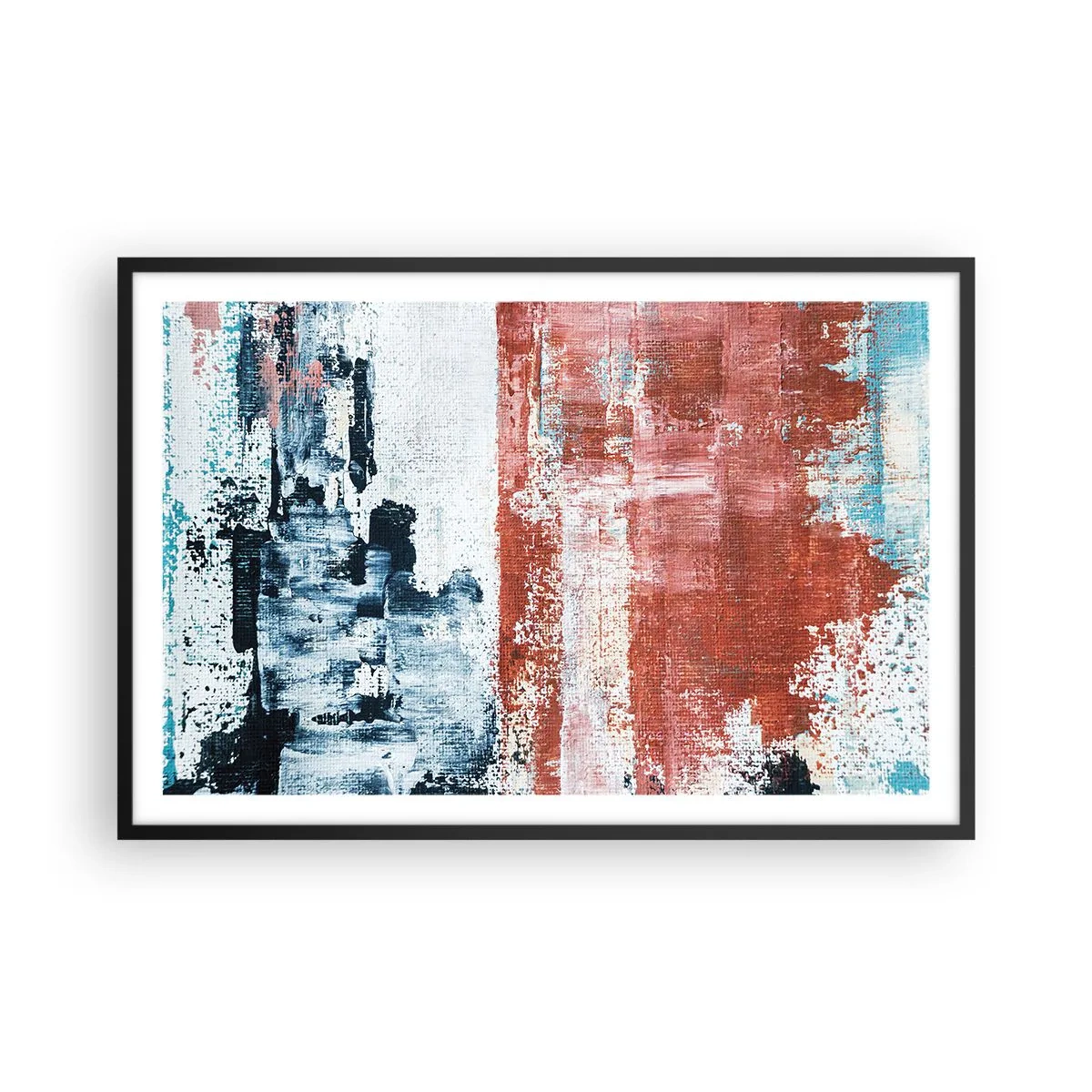 Poster in een zwarte lijst - Fifty Fifty abstract - 91x61 cm